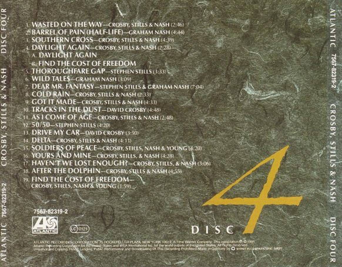 Crosby, Stills and Nash CSN : CD 4 Back